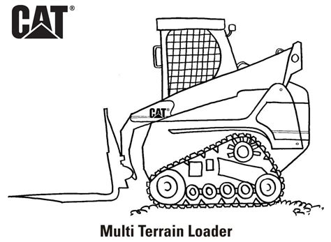 skid steer coloring page with auger|Cat® Equipment Coloring Pages .